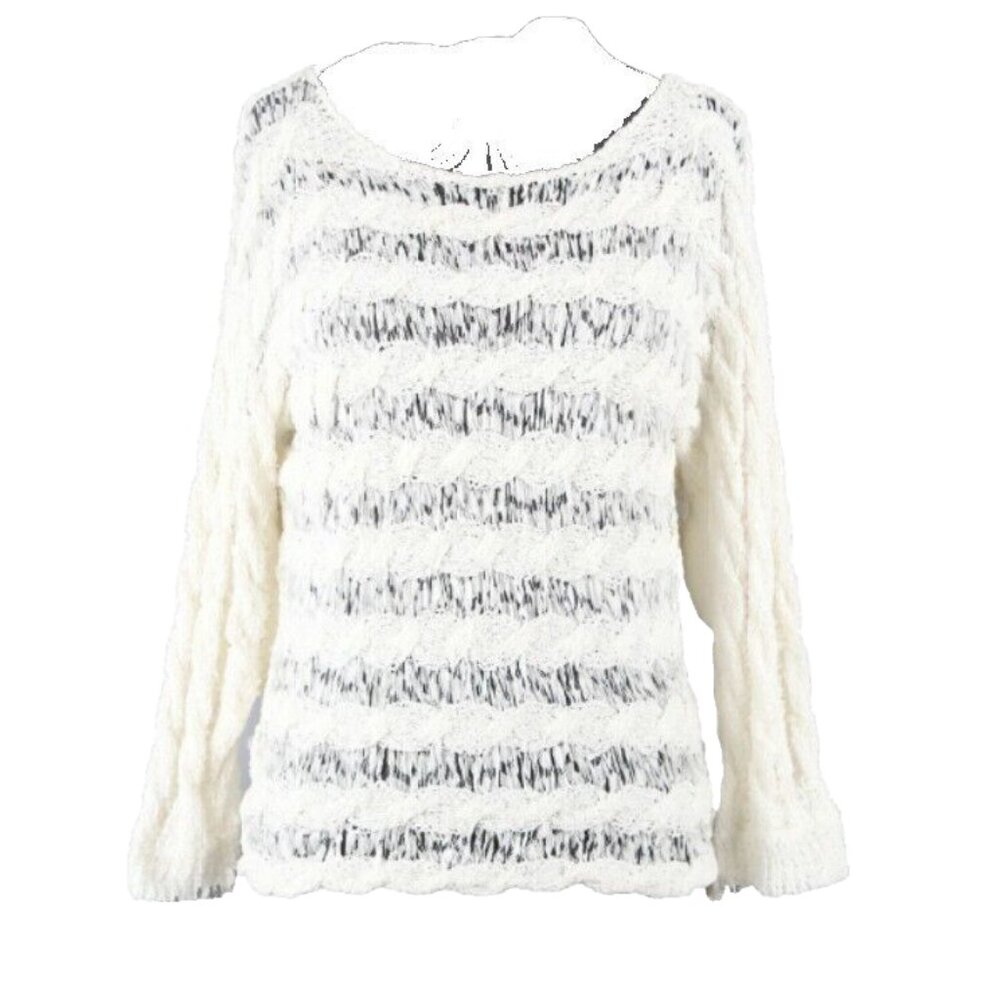 Moth $98 Sz M Ivory Delicate Yarn Pullover Cotton Nylon Sweater